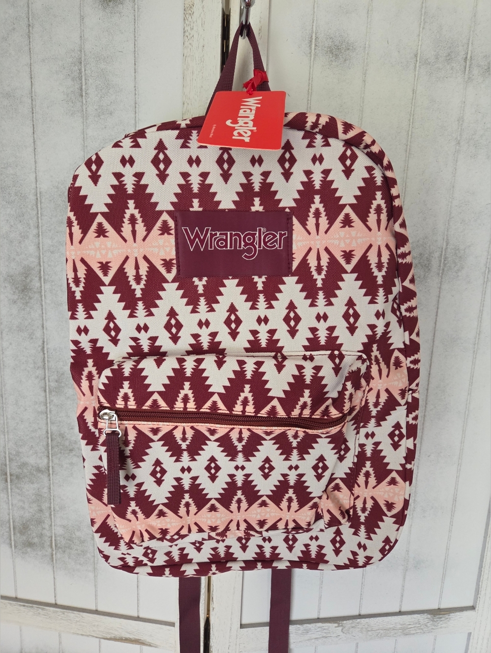 Nwt Wrangler Maroon & Cream Aztec Pattern Backpack